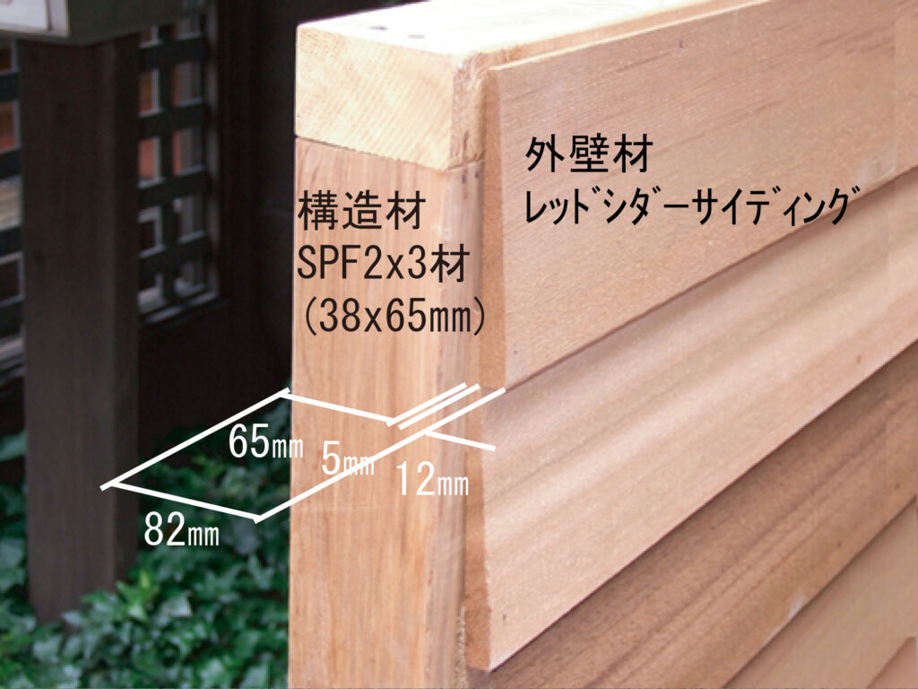 シダーシェッドの主な仕様　壁パネル